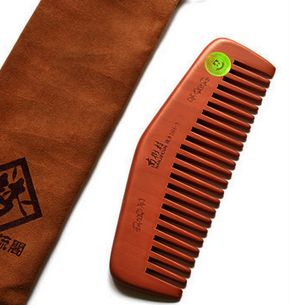 Popular wooden comb with wide teeth and large teeth (packaged in cloth bag) 16 cm