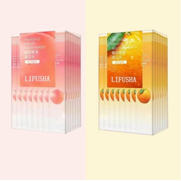Popular disposable mouthwash, sterilizing, removing bad breath and calculus, portable package with long-lasting fragrance (white peach mouthwash + fresh orange mouthwash)