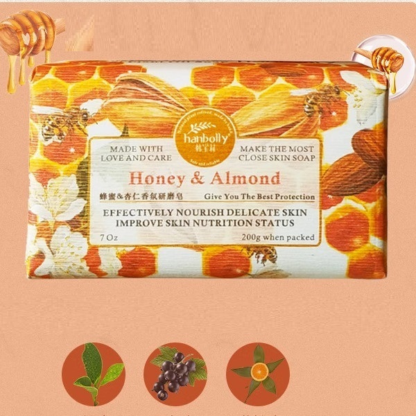 Popular French natural soap, bath soap, long-lasting fragrance, body cleansing, oil control, moisturizing and rejuvenating, family affordable, universal (honey almond soap)