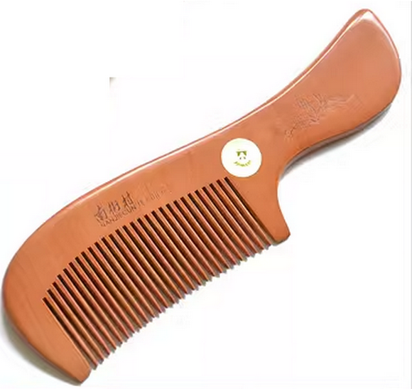 Popular large-sized mahogany comb with handle and dense teeth (simple decoration) about 18.5 cm