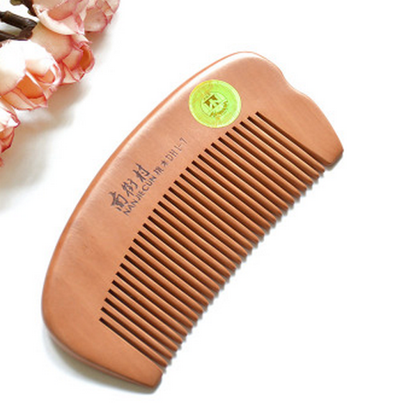 Popular natural peach wood comb (simple decoration) about 10.5 cm