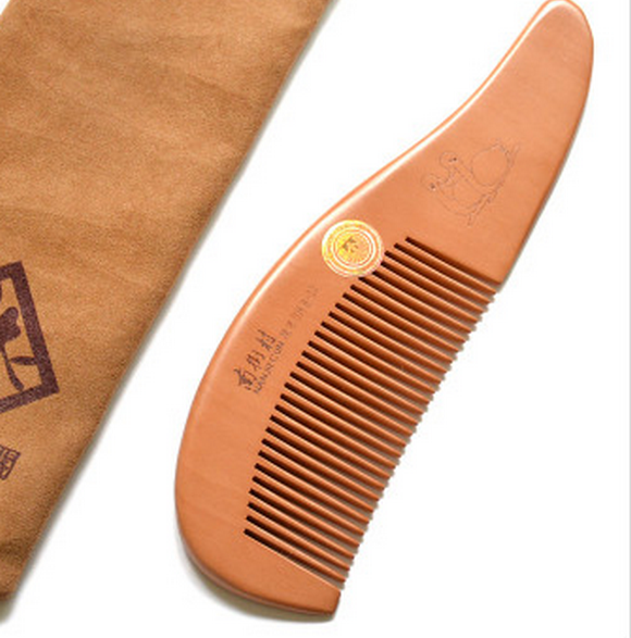 Popular natural solid wood anti-static peach wood comb (bag packaging total length 18 cm)