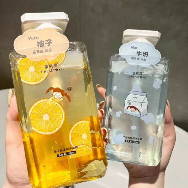 Popular peach shower gel with long-lasting fragrance, moisturizing and moisturizing autumn and winter girls and adult shower gel and milk body lotion (grapefruit shower gel + milk shower gel)