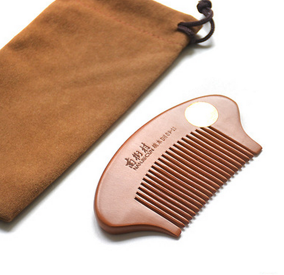 Popular small wooden comb mini portable comb (packaged in cloth bag) about 9.5 cm