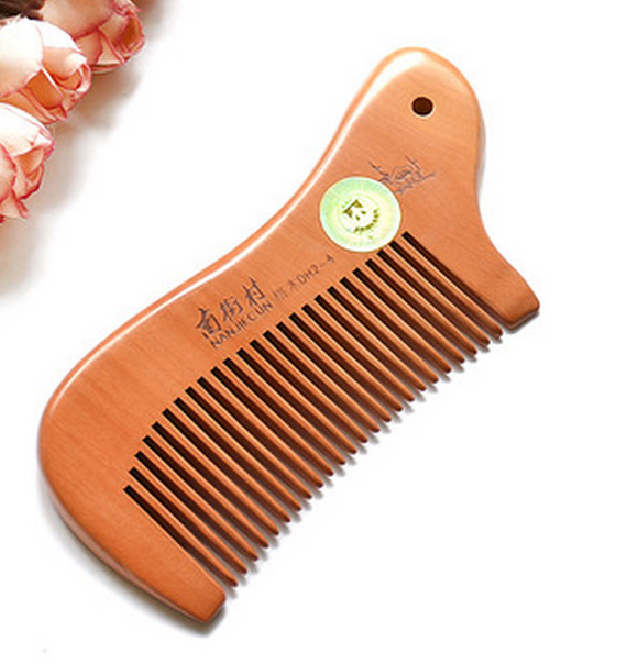 Popular peach wood comb for women (simple decoration) about 12 cm