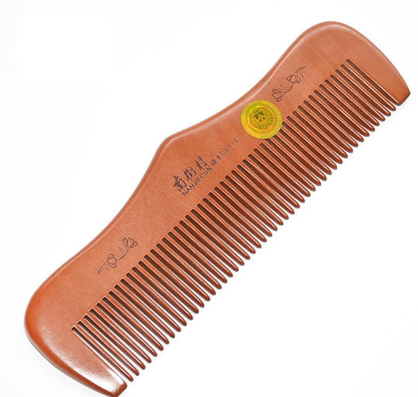 Popular natural peach wood comb anti-static (simple package, total length 17 cm)