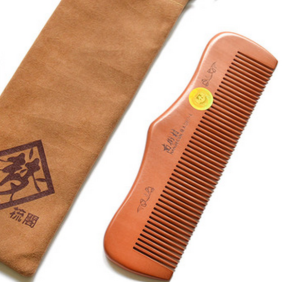 Popular natural peach wood comb anti-static (bag packaging total length 17 cm)