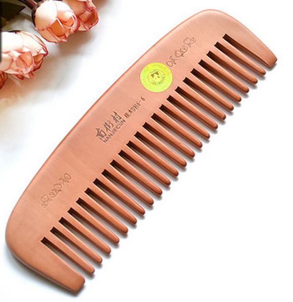 Popular peach wood comb for women's curly hair (simple decoration) about 16 cm