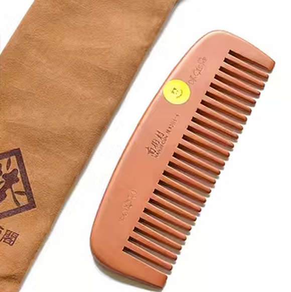 Popular peach wood comb for women's curly hair (packaged in cloth bag) about 16 cm