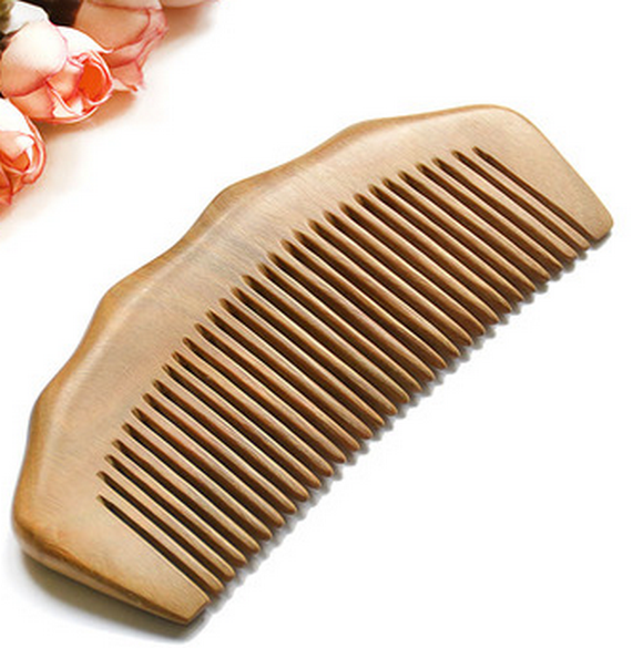 Popular green sandalwood comb wooden comb (simple decoration) about 12.5 cm