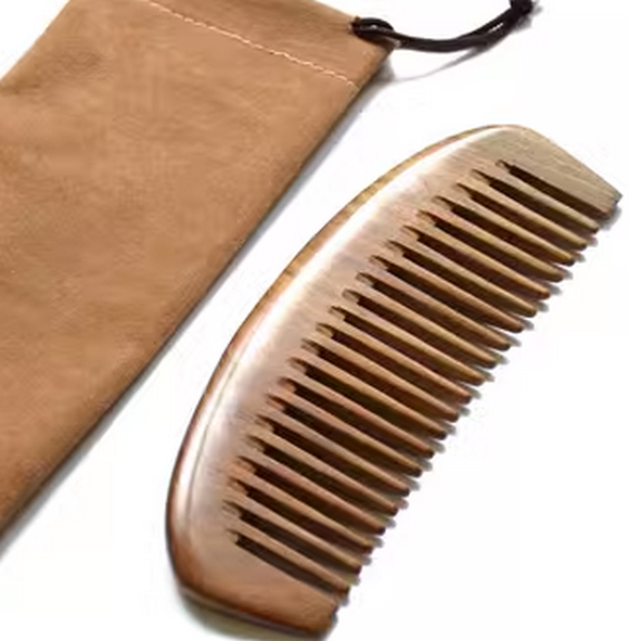 Popular wooden large-tooth anti-static comb (packed in cloth bag) about 15.5 cm