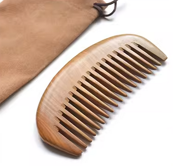 Popular wooden comb large-tooth comb (packed in cloth bag) about 12.5 cm