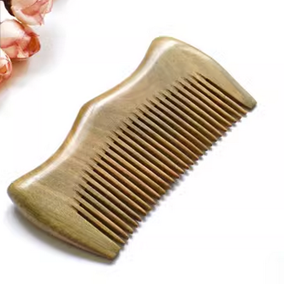 Popular green sandalwood comb for women to prevent hair loss (simple version) about 11.5 cm