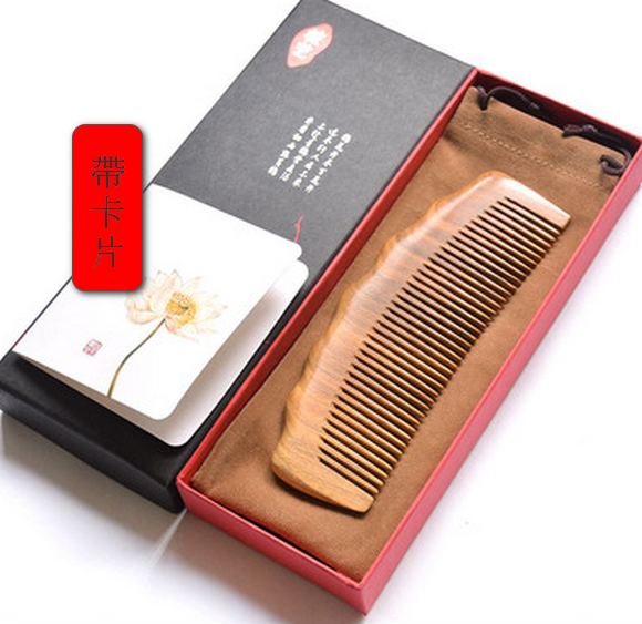 Popular Sandalwood Comb Large Dragon Back (Dense Teeth (Gift Box + Bag + Card)) About 15.7 cm
