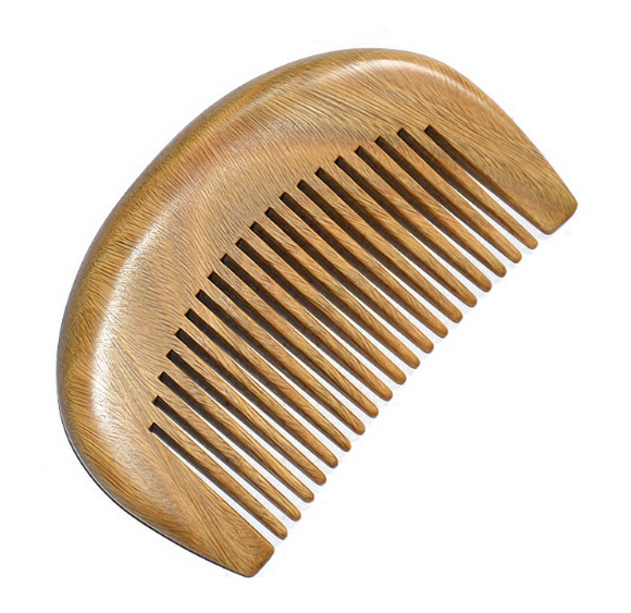 Popular green sandalwood comb, small wooden comb, about 8.8 cm