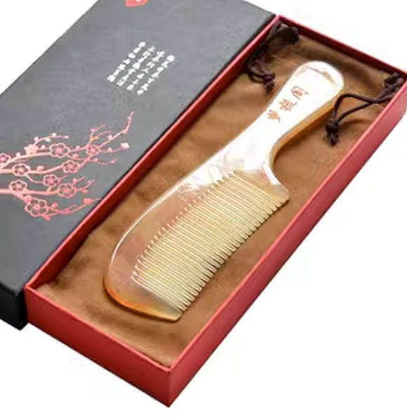 Popular pure natural ramrod comb (gift box + cloth bag) about 18 cm