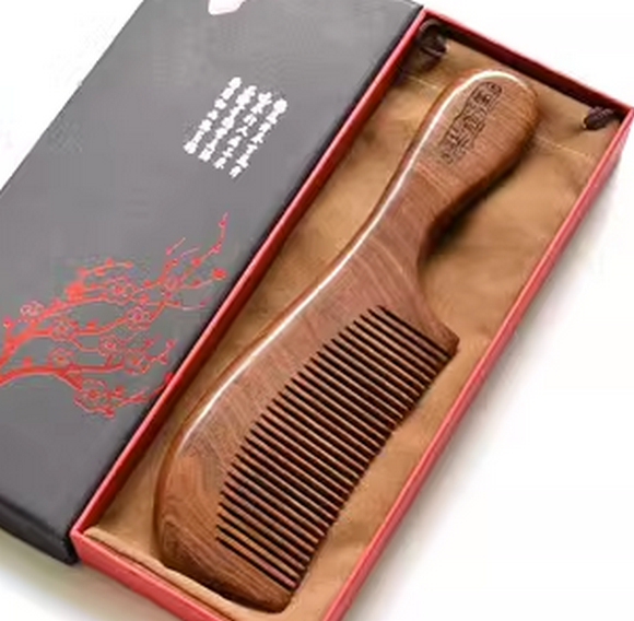Popular black gold sandalwood comb (fine teeth (gift box + cloth bag) about 20 cm)