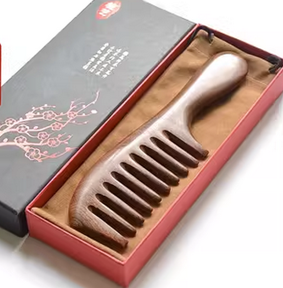 Popular black gold sandalwood comb (extra wide teeth (gift box + cloth bag) about 20 cm)