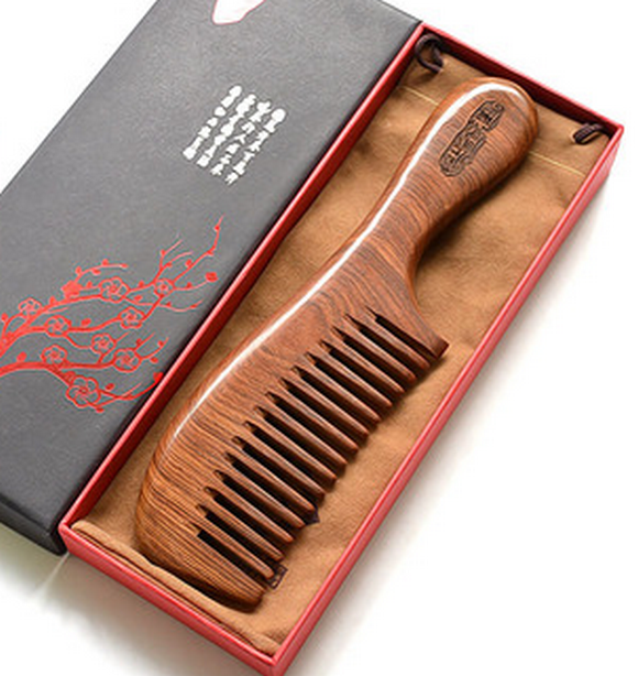 Popular black gold sandalwood comb (wide teeth (gift box + cloth bag) about 20 cm)