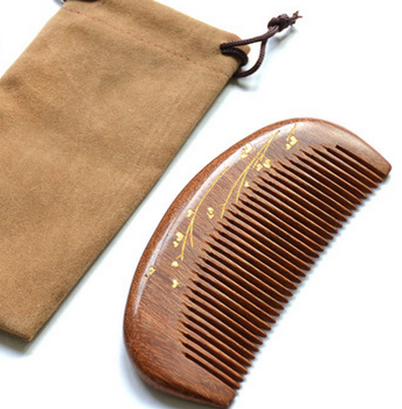 Popular gold rosewood comb (12.5cm moon-shaped dense teeth (cloth bag))