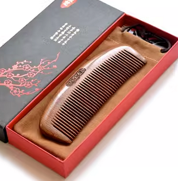 Popular black gold sandalwood comb (fine teeth (gift box + cloth bag) about 16 cm)