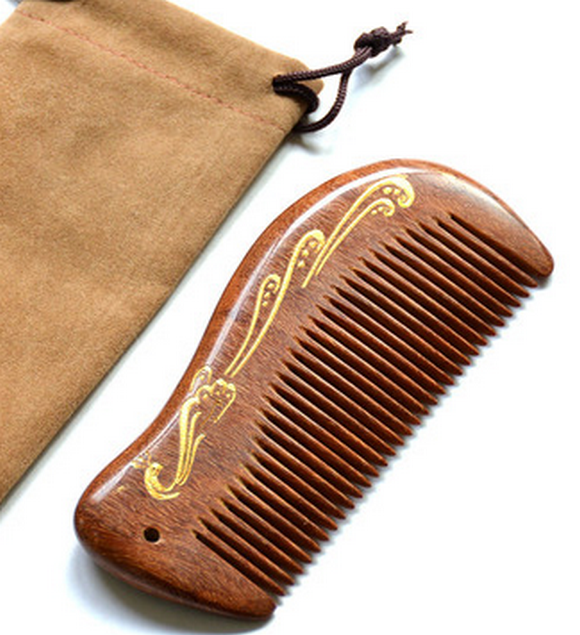 Hot style gold rosewood comb (12.5cm raised tail and dense teeth (cloth bag))