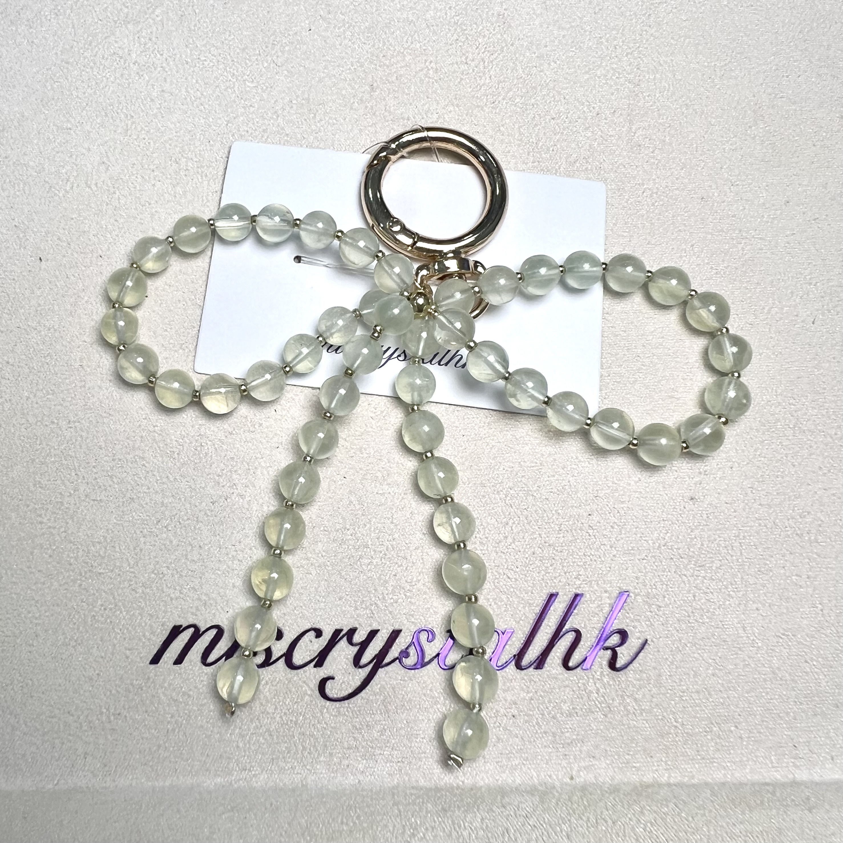 葡萄石蝴蝶結掛飾 #A467