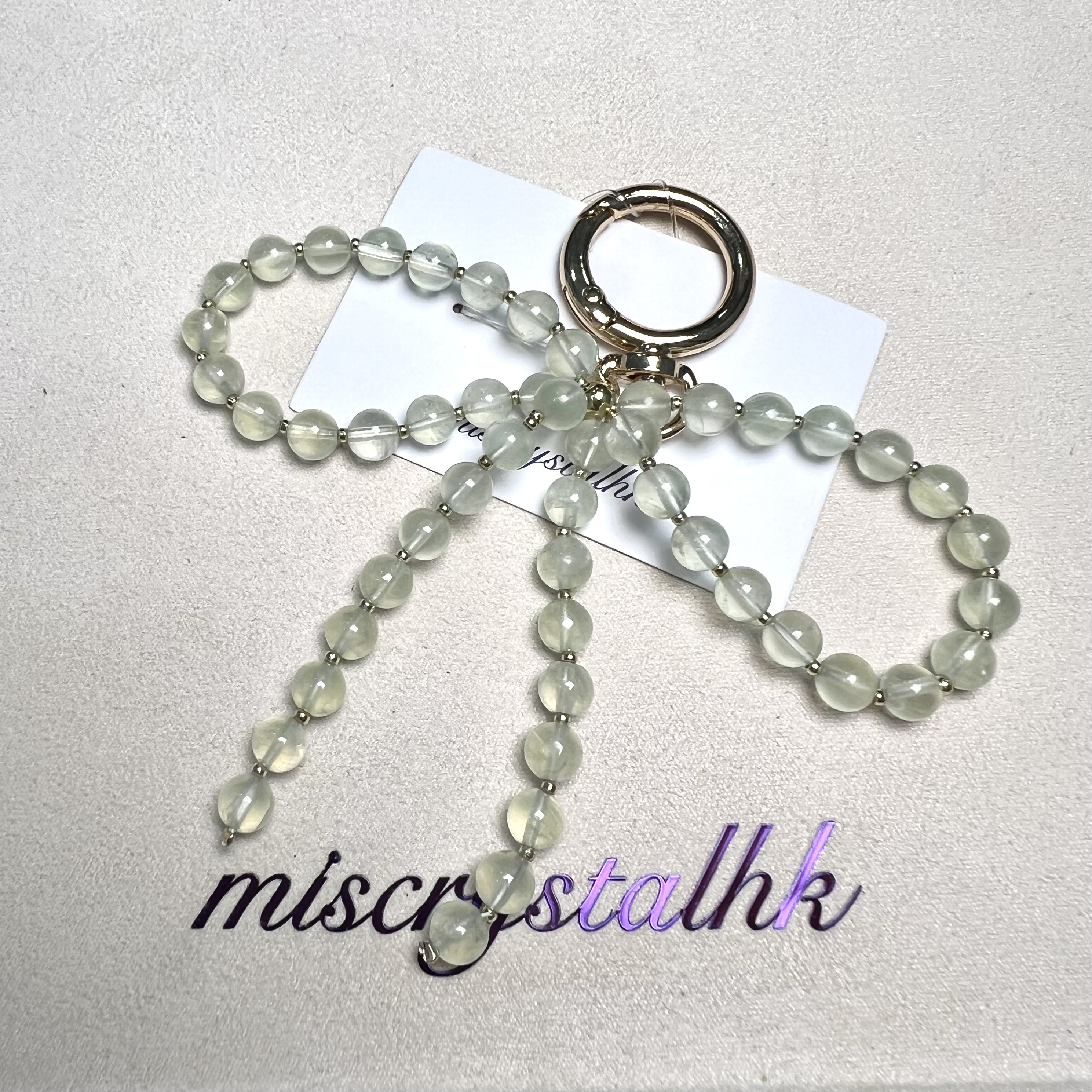 葡萄石蝴蝶結掛飾 #A467