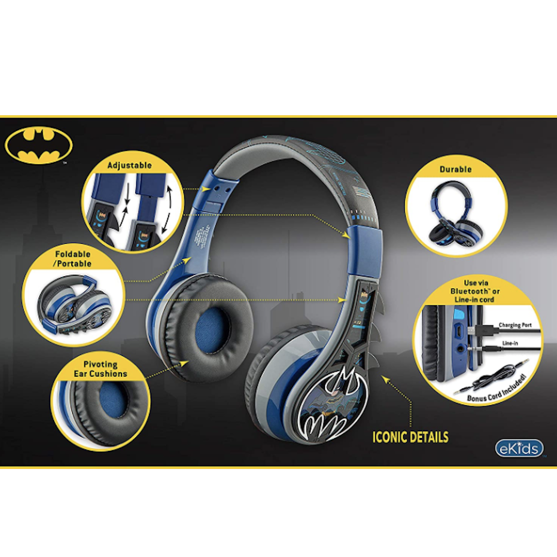 美國 Batman Headphone 兒童藍牙耳機 (內置 Microphone)
