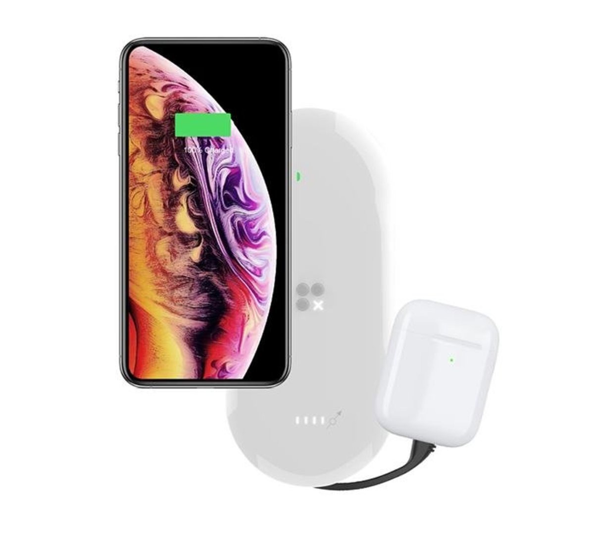 MiPOW - Power Cube X3 SPQ09 無線充電行動電源10000mAh(嵌入式iPhone線)|白色