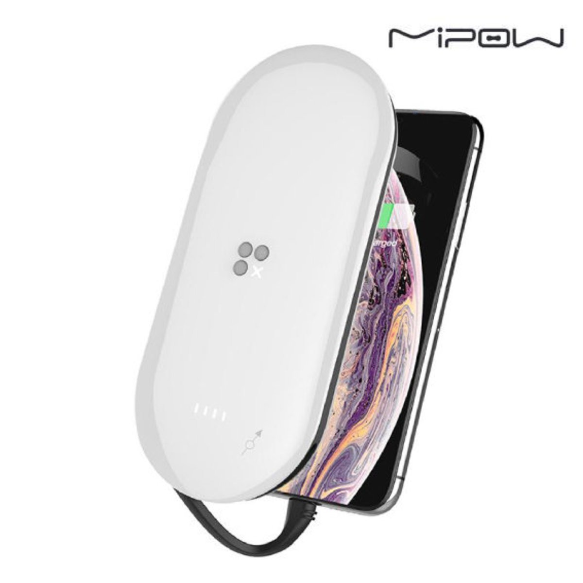 MiPOW - Power Cube X3 SPQ09 無線充電行動電源10000mAh(嵌入式iPhone線)|白色