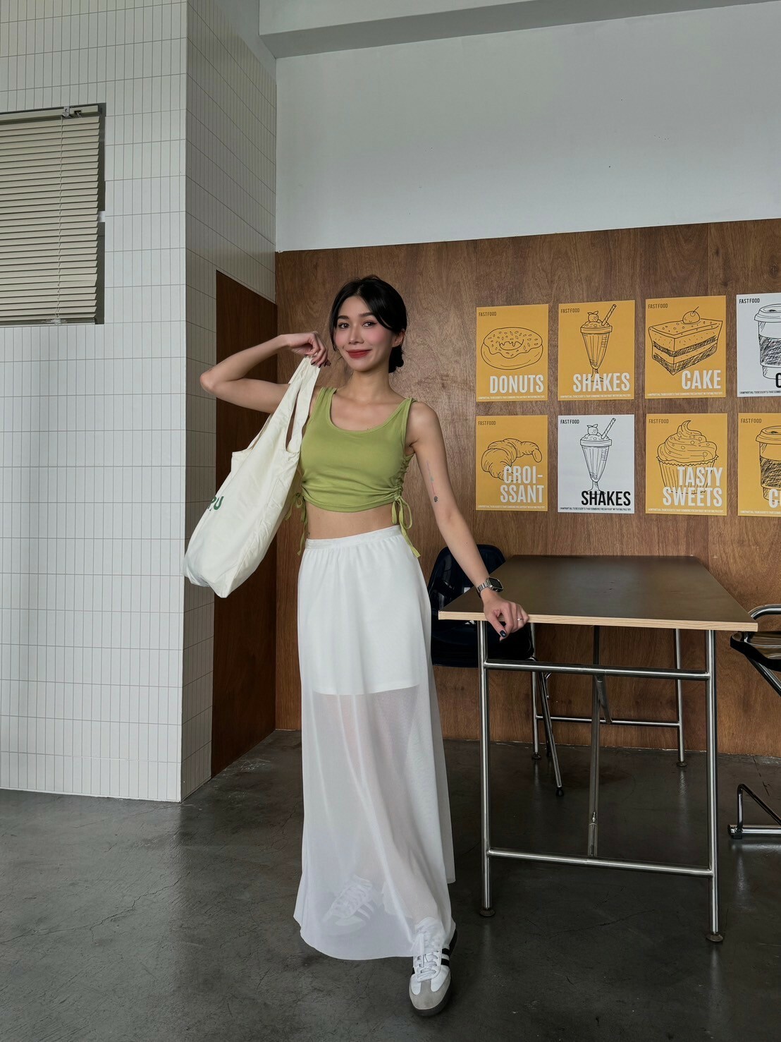 美腿濾鏡雙層柔紗長裙