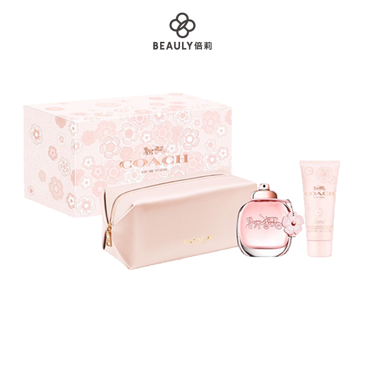 COACH Floral 芙洛麗女性淡香精禮盒 ( 淡香精90ml+身體乳100ml+化妝包)
