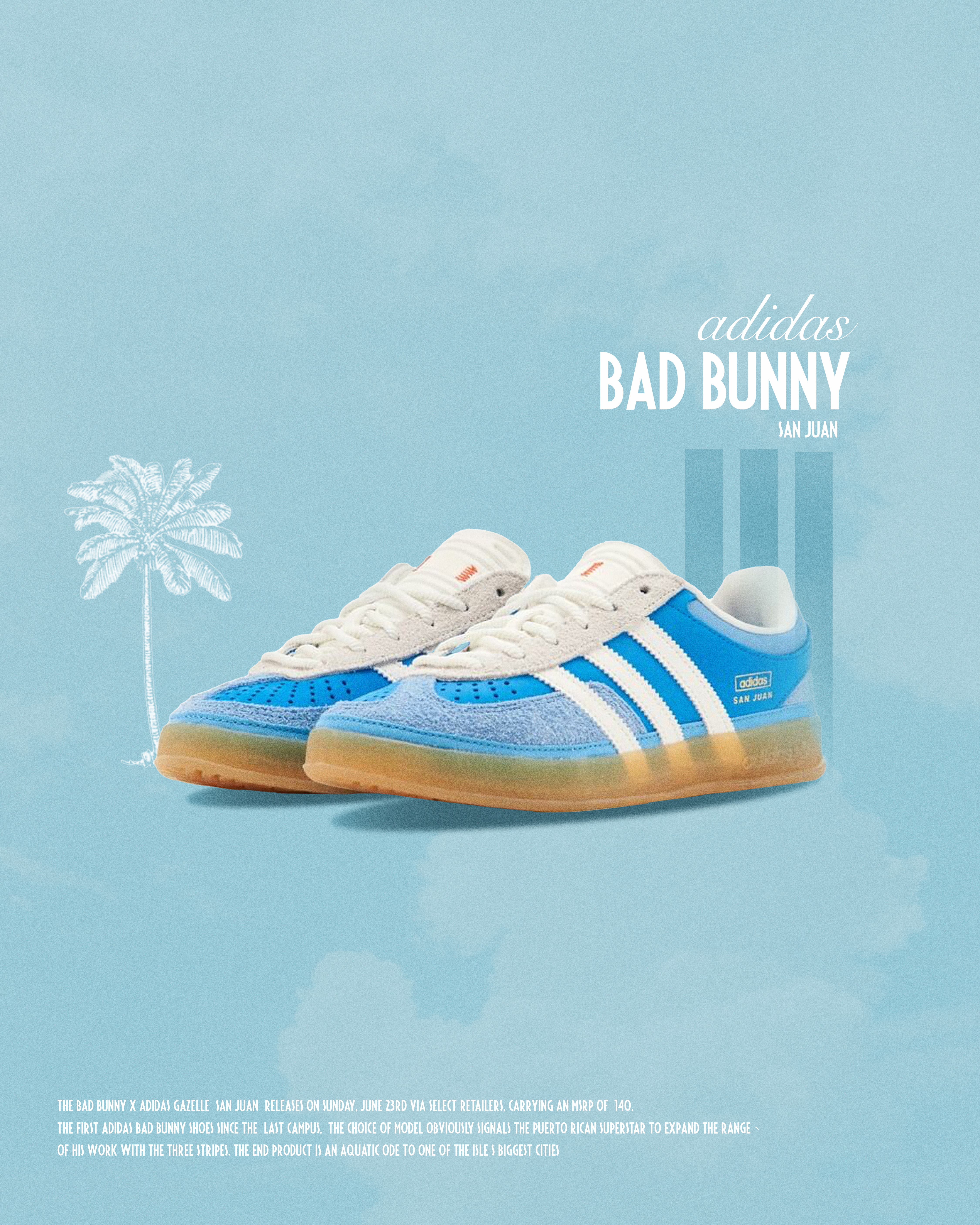 iSNEAKERS｜Bad Bunny × adidas Originals Gazelle Indoor "San Juan" 聖胡安 IF9734