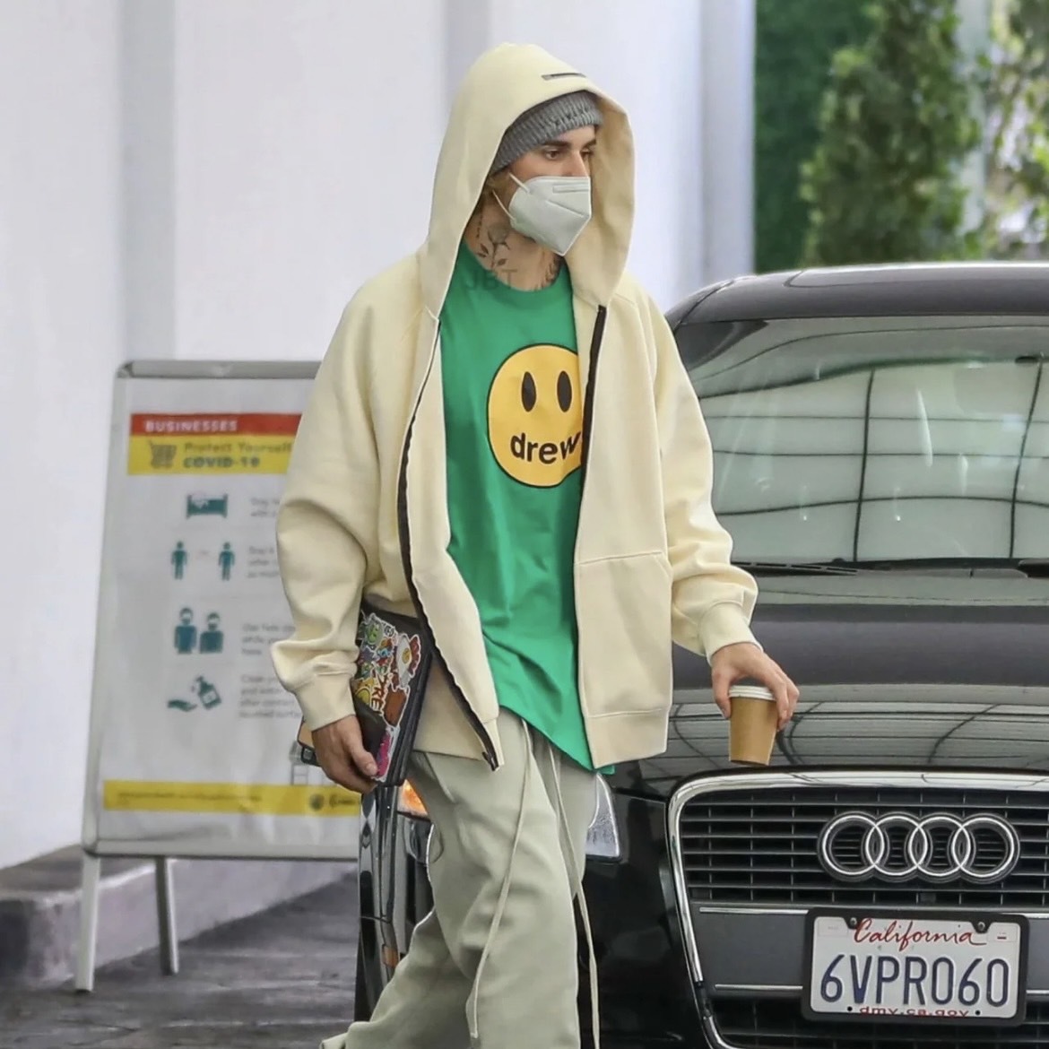 Drew house FW22 mascot ss tee 小賈斯汀 笑臉 綠色 薰衣草草