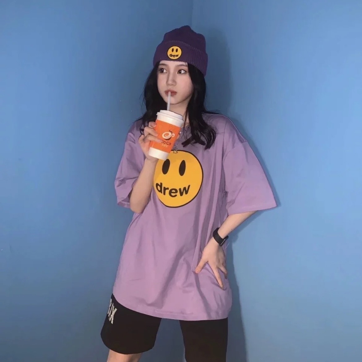 Drew house FW22 mascot ss tee 小賈斯汀笑臉綠色薰衣草紫