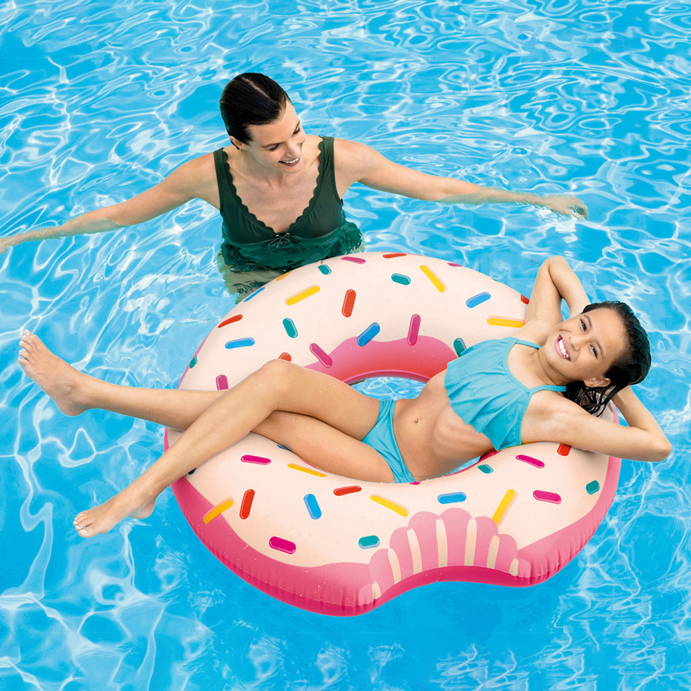 彩虹甜甜圈充氣泳圈水泡 - 粉紅