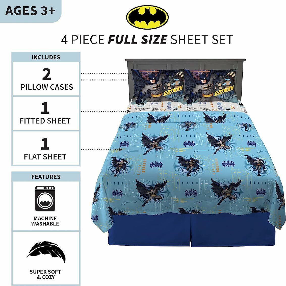 美國 Batman 4 件裝床上套裝 (雙人床)