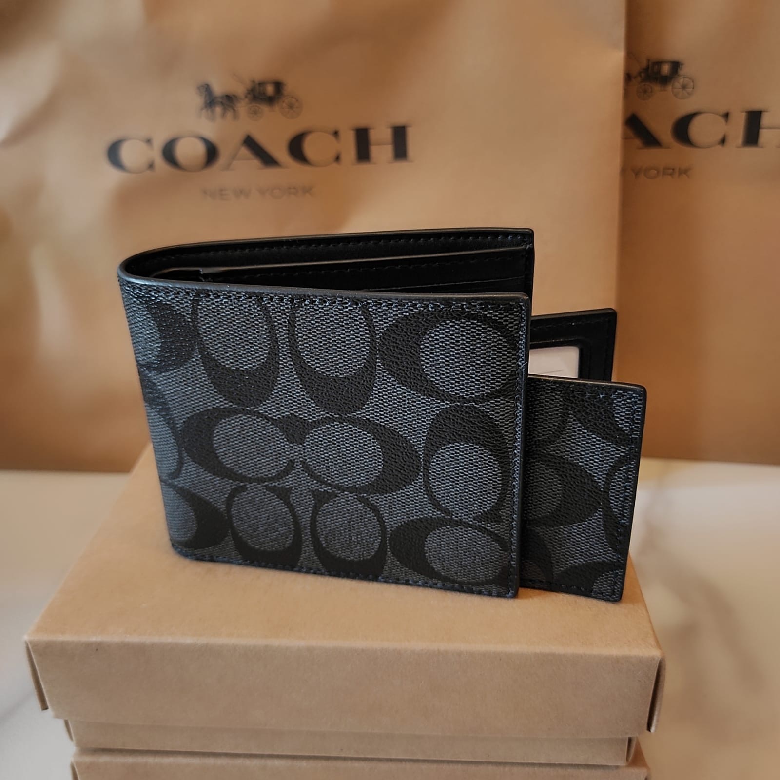 Coach男裝銀包1+1套裝