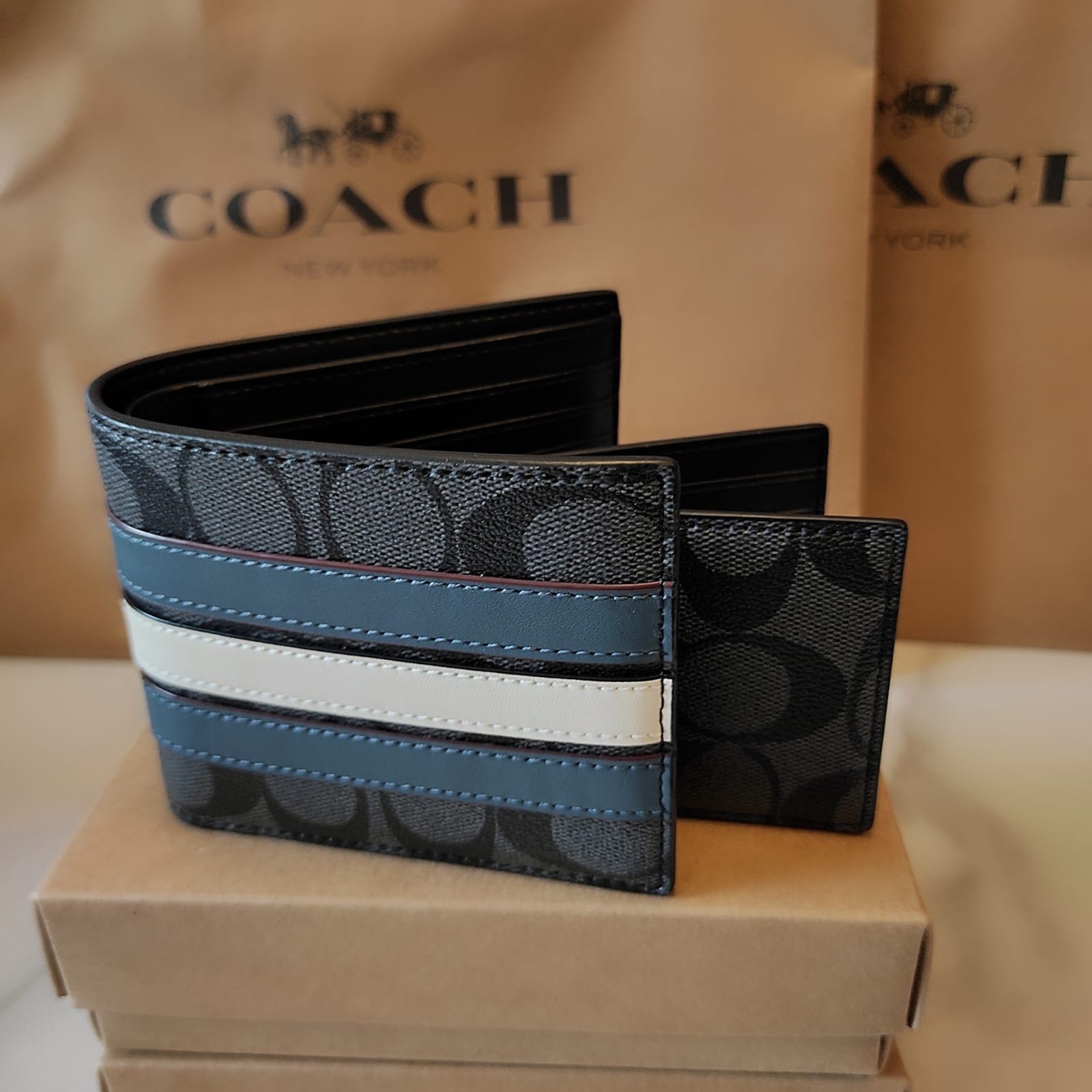 Coach男裝銀包1+1套裝