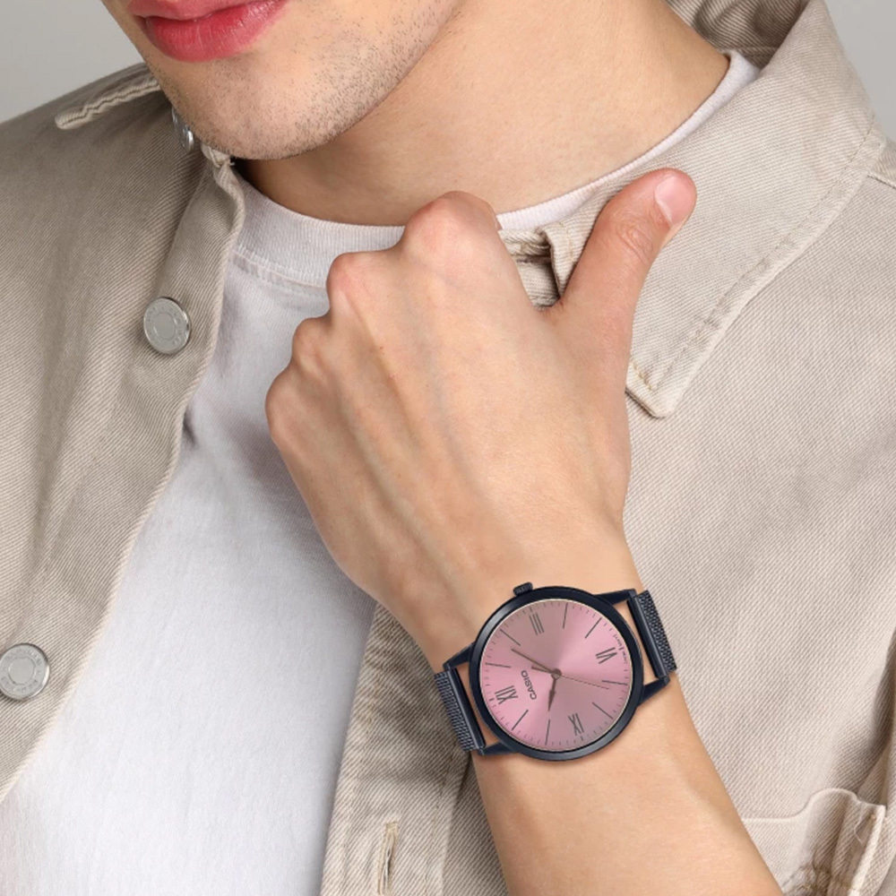 【CASIO 卡西歐】MTP-E600M MTP-E600MB 精緻亮眼 無字金屬色 流線型 精緻時尚 網格鍊帶 腕錶 手錶