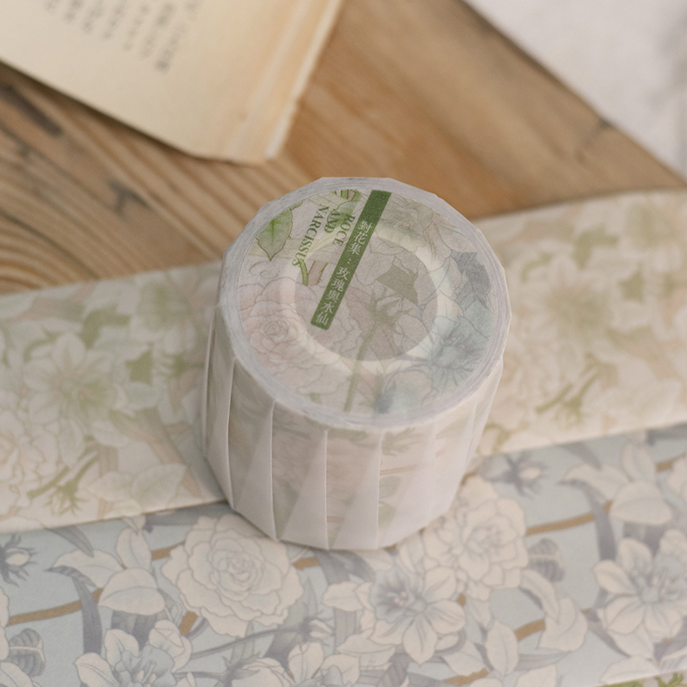 樂意Loi．對花集:玫瑰與水仙 5cm霧面和紙膠帶 <整捲/分裝>