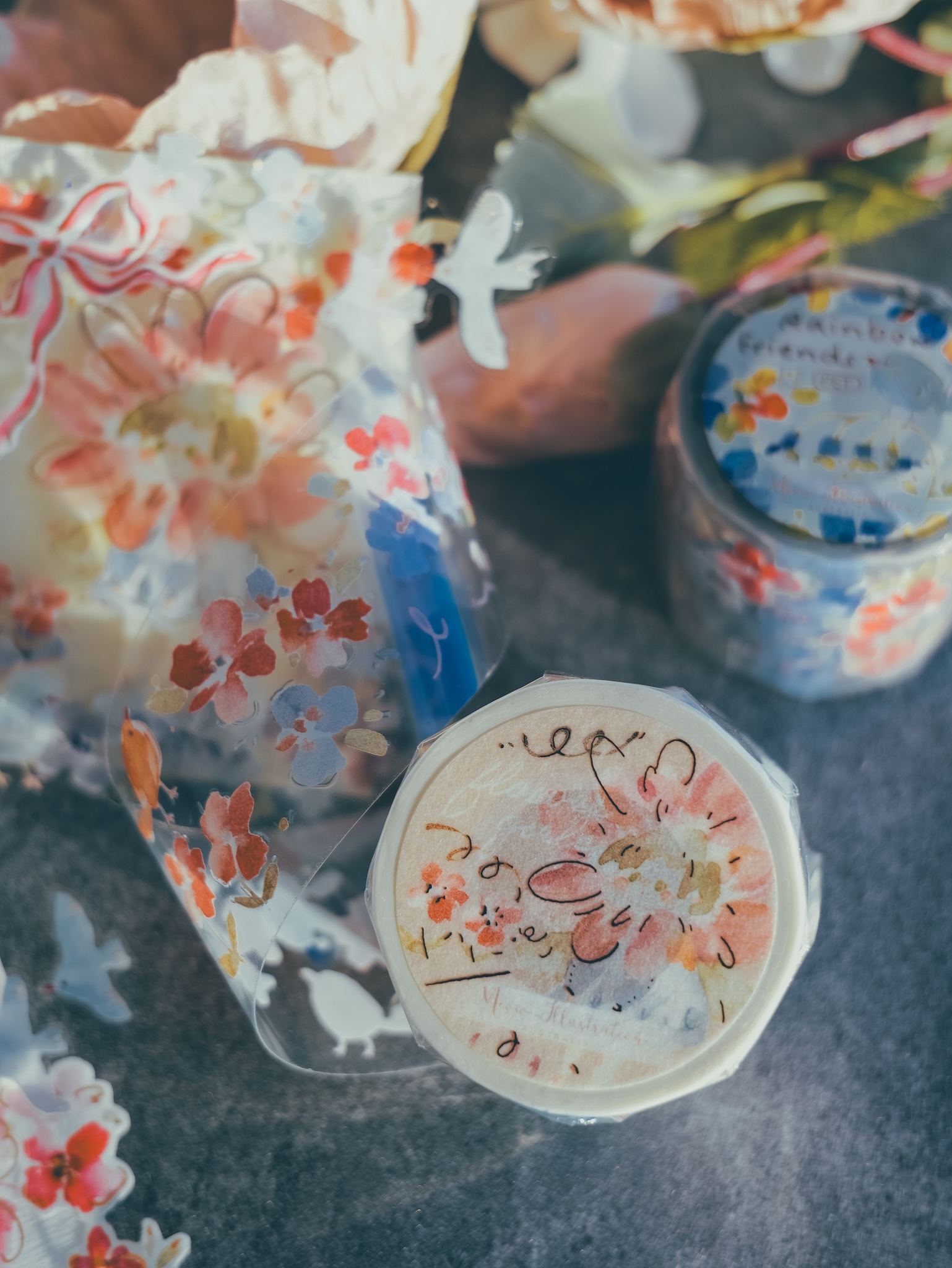 Meow Illustration．花的孩子 5cm亮面玫瑰金PET/和紙膠帶 <整捲/分裝>