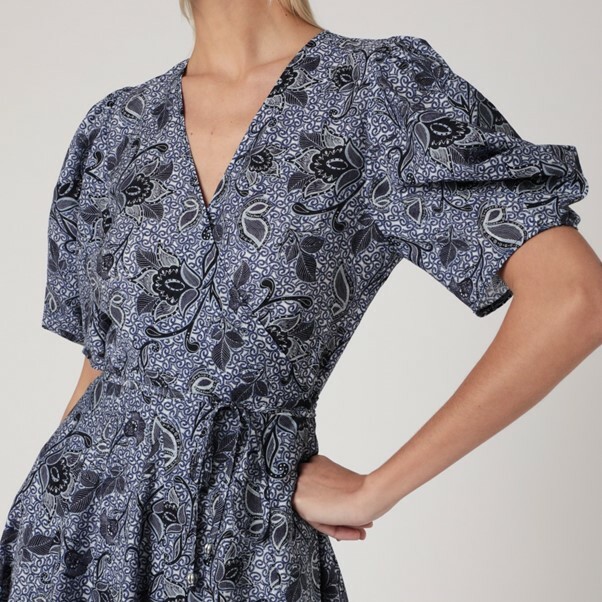 1BN0628-129 (Defect) BERENICE Richy Printed Short Dress Santorini Blue #16RICHY11IRB (C-EU-E)