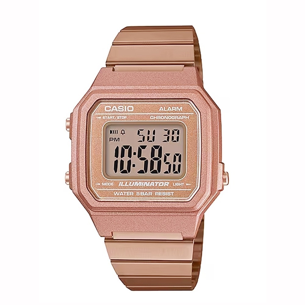 【CASIO 卡西歐】B650WC-5ADF 復古中性 大數字 計時 鬧鐘 不銹鋼 電子錶 41mm