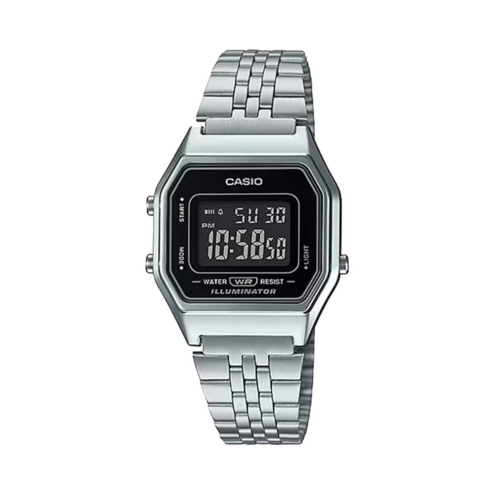 【CASIO 卡西歐】LA680WA-1B 復古 鬧鈴 星期日期 不鏽鋼 腕錶 33.5mm