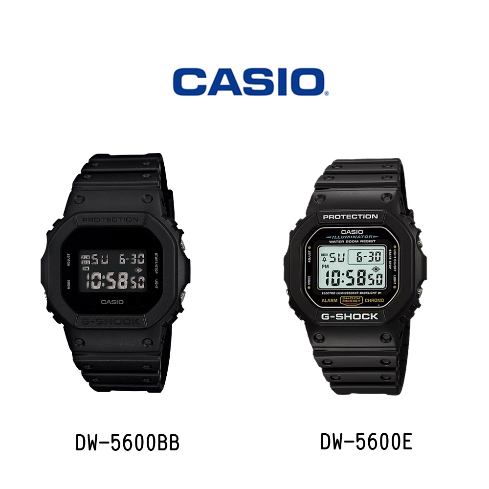 【CASIO 卡西歐】復古流行風 數位休閒 運動 慢跑 計時電子錶 DW-5600BB DW-5600E