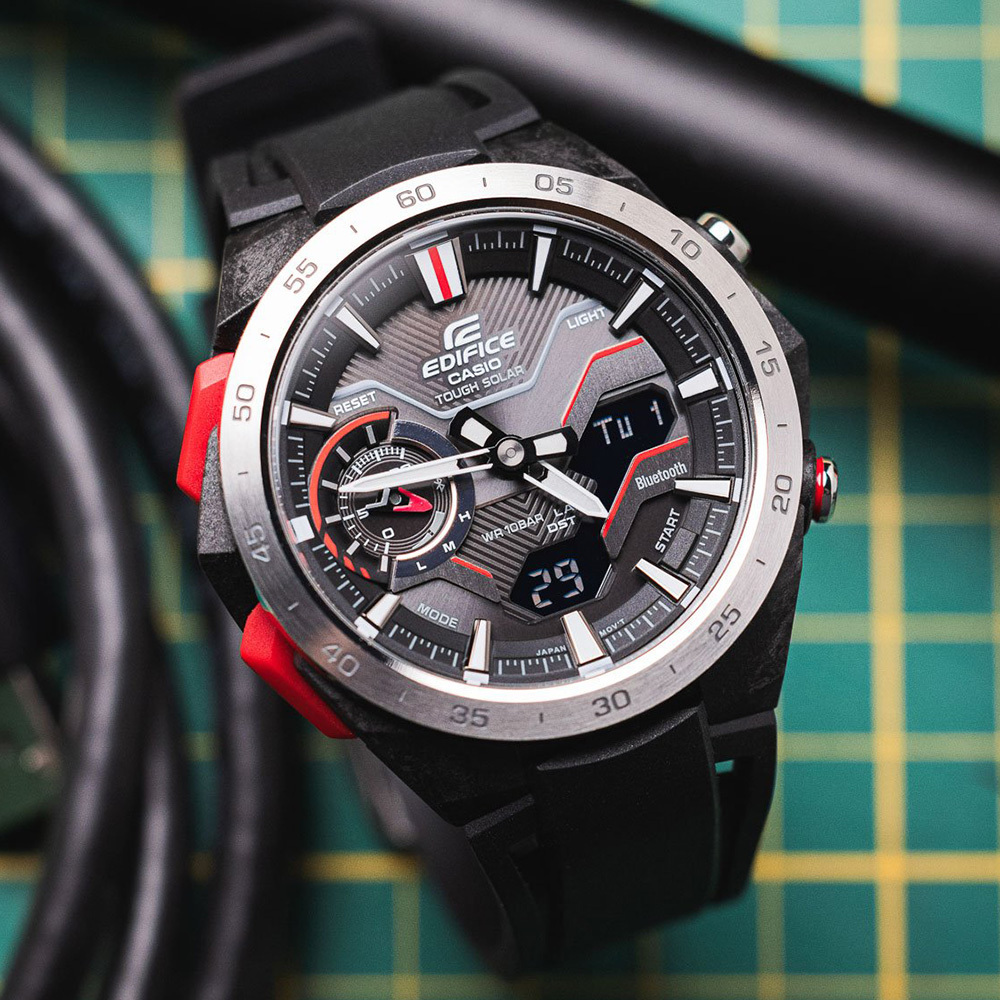 【CASIO 卡西歐】EDIFICE ECB-2200P-1A 賽道奔馳 光動能 腕錶 手錶 47.6mm