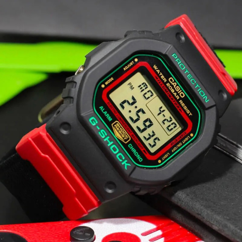 【CASIO 卡西歐】G-SHOCK DW-5600THC-1D 防震 鬧鈴 耐衝擊 電子腕錶 42.8mm