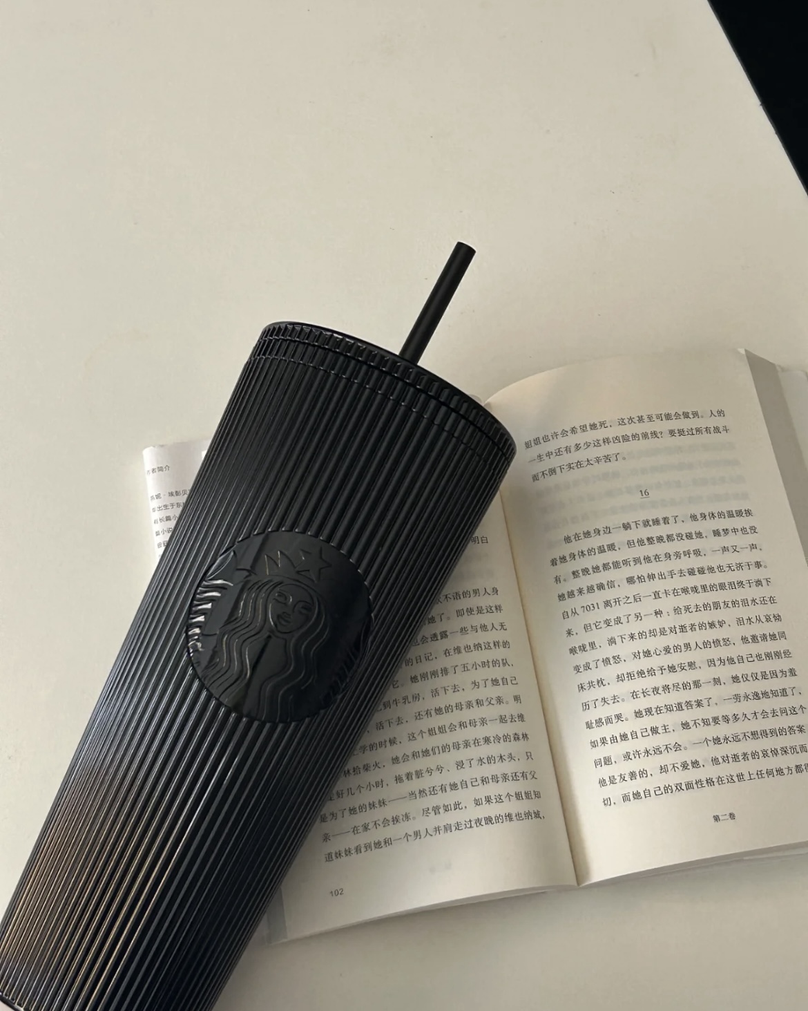 Starbucks 星巴克 酷黑 豎條紋吸管杯 全黑 高顏值 薯條杯 冷水杯 環保杯